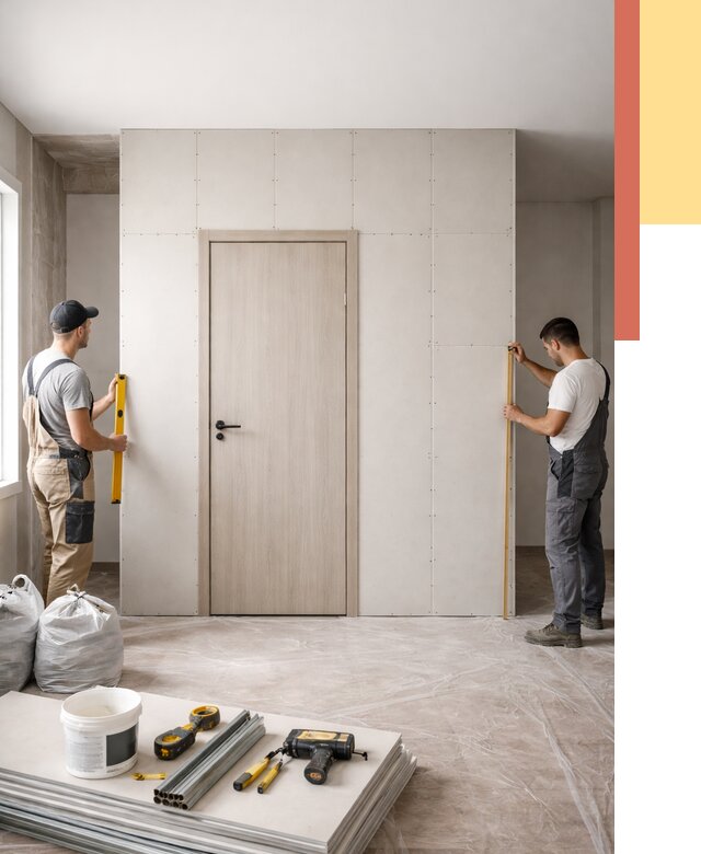 Перегородка из гипсокартона с дверью в щербинке от 4582 руб. под ключ | ОТДЕЛОЧНИК-Щрб