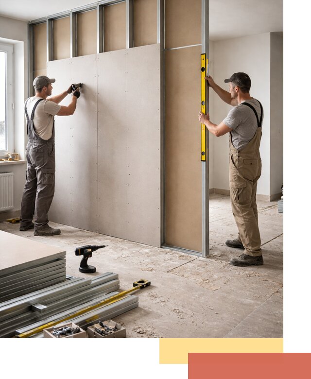 Зонирующая перегородка из гипсокартона под ключ в щербинке