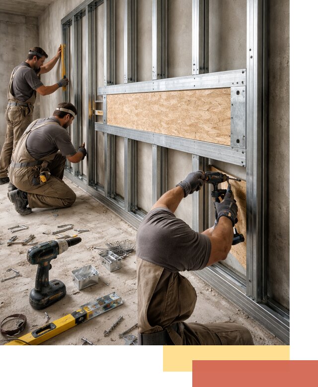 Усиленная перегородка для крепления тяжёлых конструкций в щербинке