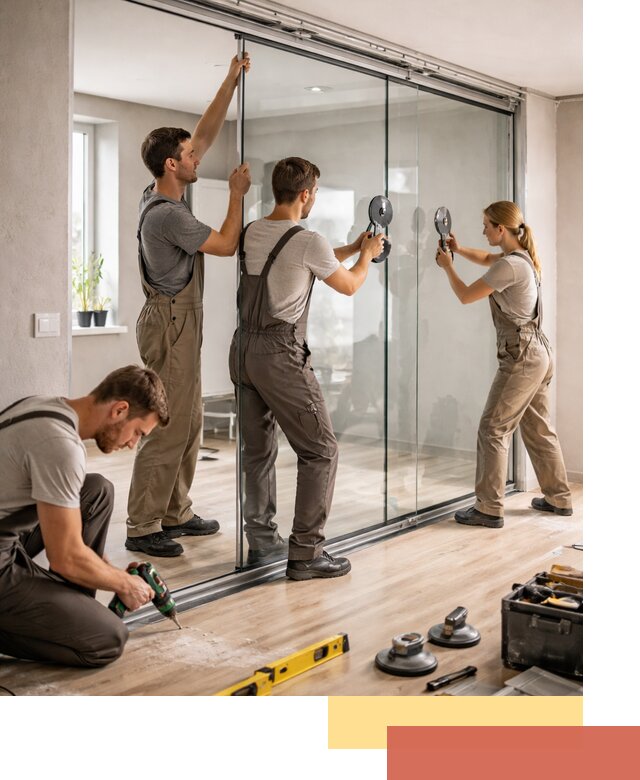 Изготовление стеклянных перегородок на заказ в щербинке