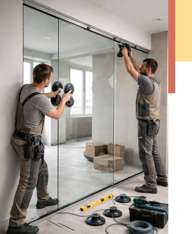 Монтаж стеклянных перегородок в щербинке от 6618 руб. | ОТДЕЛОЧНИК-Щрб