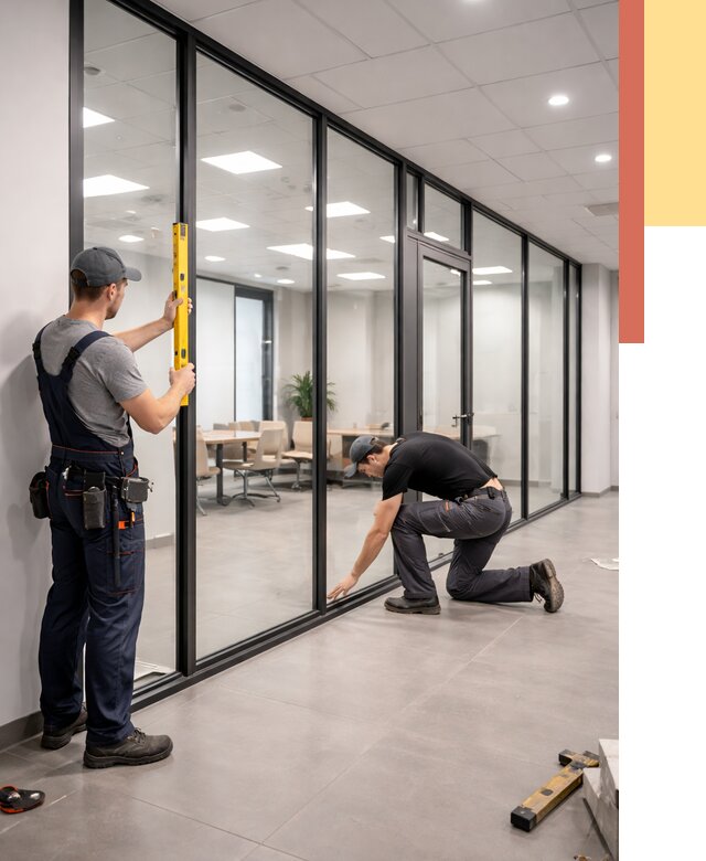 Каркасные стеклянные перегородки в щербинке под ключ от 9367 руб. | ОТДЕЛОЧНИК-Щрб