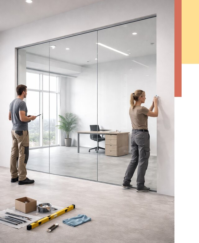 Перегородки из закаленного стекла в щербинке от 9673 руб. под ключ | ОТДЕЛОЧНИК-Щрб