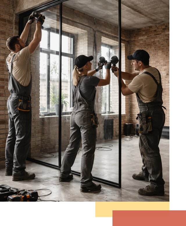 Стеклянные перегородки лофт — изготовление и монтаж в щербинке