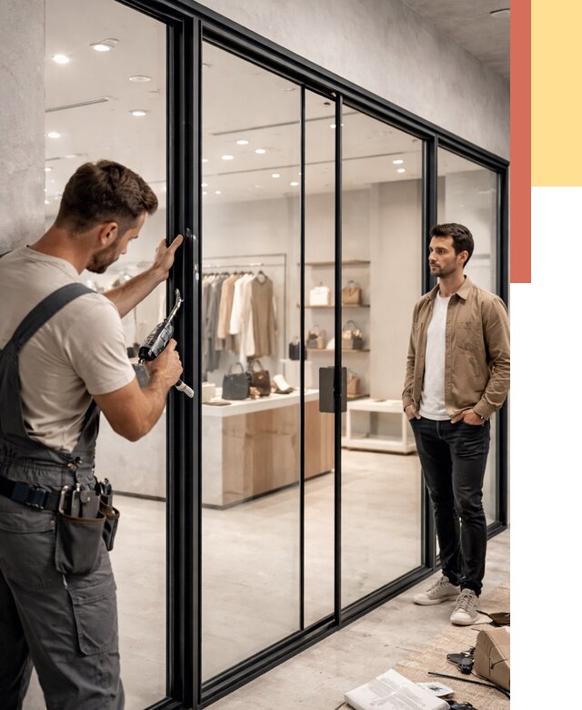 Стеклянные перегородки для магазинов в щербинке от 8349 руб. под ключ | ОТДЕЛОЧНИК-Щрб