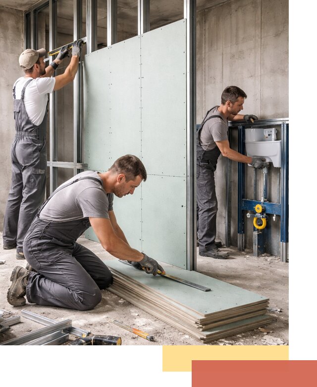 Монтаж и ремонт сантехнических перегородок в щербинке