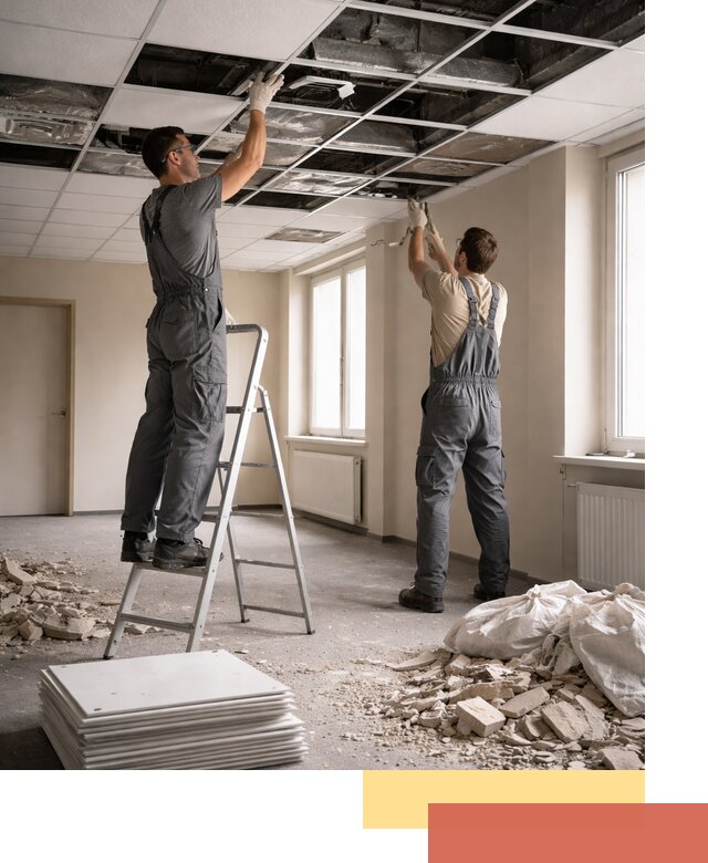 Демонтаж потолков Армстронг профессионально в щербинке