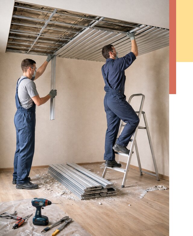 Демонтаж реечного потолка в щербинке от 4582 руб. быстро и недорого | ОТДЕЛОЧНИК-Щрб