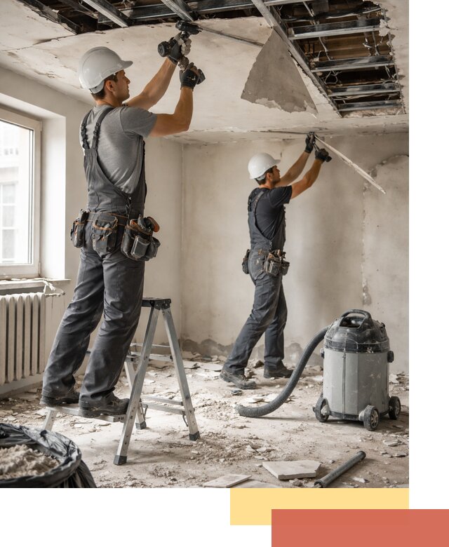 Демонтаж гипсокартонного потолка в щербинке быстро и аккуратно