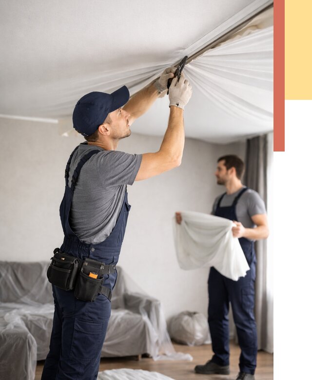 Демонтаж натяжного потолка в щербинке от 4582 руб. — снятие и разбор под ключ | ОТДЕЛОЧНИК-Щрб