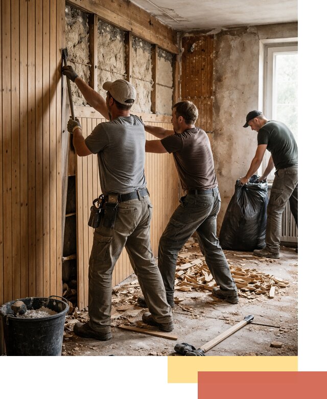 Демонтаж вагонки и вывоз материалов в щербинке