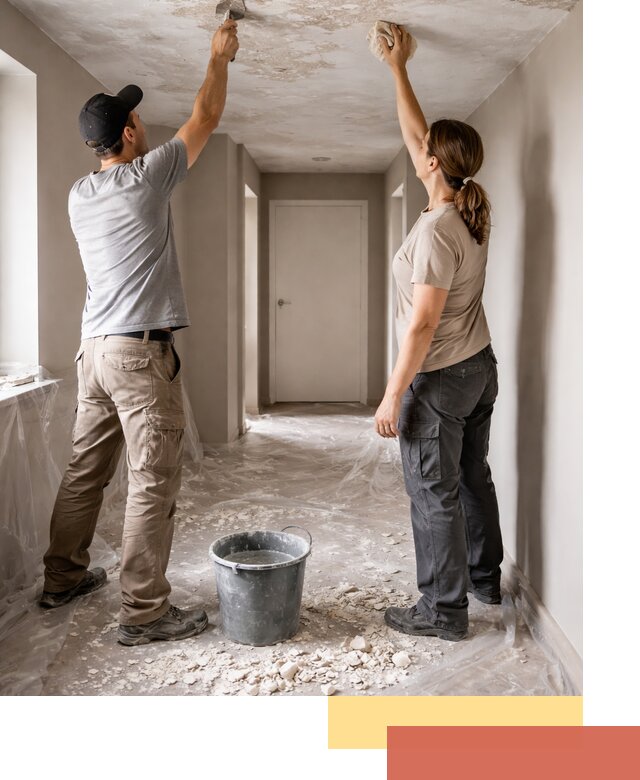 Удаление побелки с потолка в щербинке — быстро и аккуратно