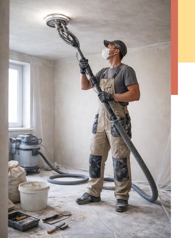 Шлифовка потолка в щербинке от 3564 руб. — услуги шлифования потолка | ОТДЕЛОЧНИК-Щрб