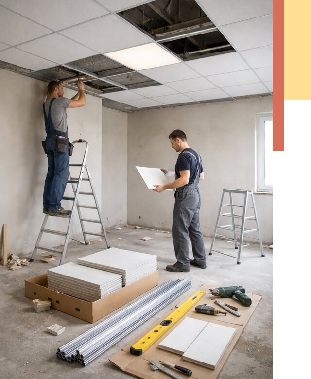 Монтаж потолка армстронг в щербинке от 4582 руб/м2 — быстрая установка под ключ | ОТДЕЛОЧНИК-Щрб