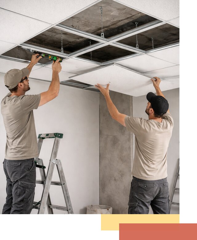 Монтаж потолка Армстронг под ключ в щербинке