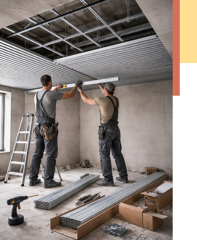 Монтаж реечного потолка в щербинке от 4582 руб. под ключ | ОТДЕЛОЧНИК-Щрб