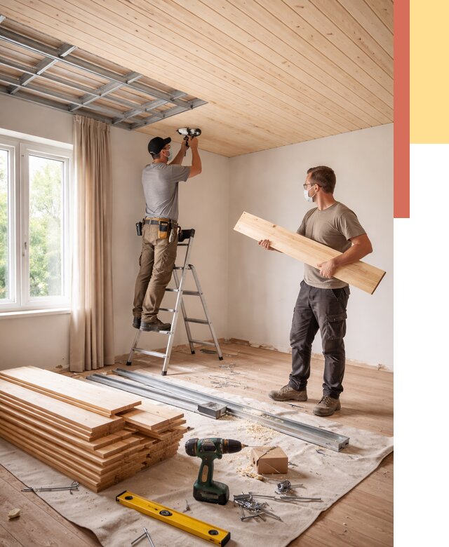 Монтаж потолка из вагонки в щербинке от 6618 руб. | Быстро и недорого — ОТДЕЛОЧНИК-Щрб