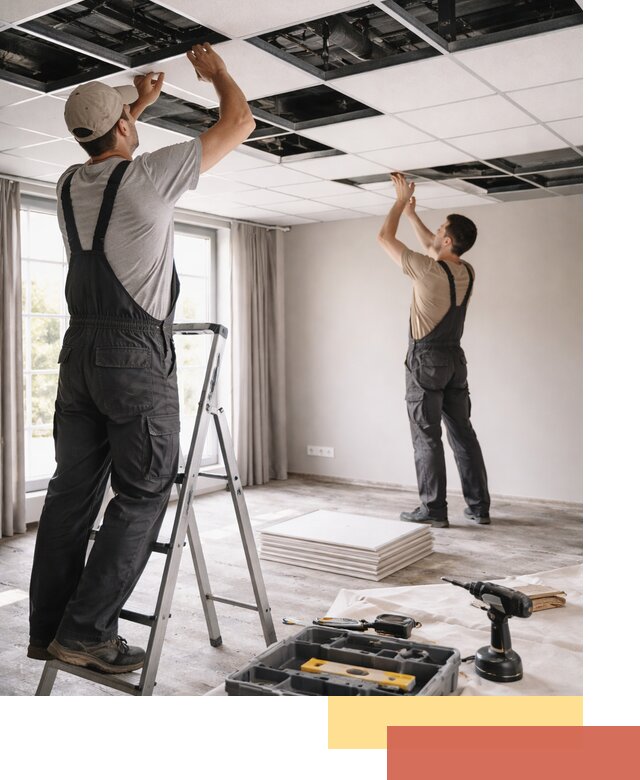 Замена плит подвесного потолка в щербинке быстро и качественно