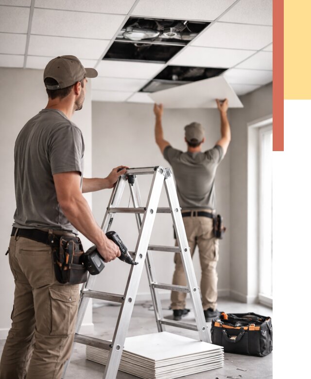 Обслуживание подвесного потолка в щербинке от 3564 руб. — быстро и недорого | ОТДЕЛОЧНИК-Щрб