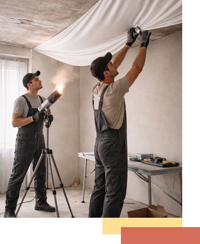 Установка натяжного потолка под ключ в щербинке