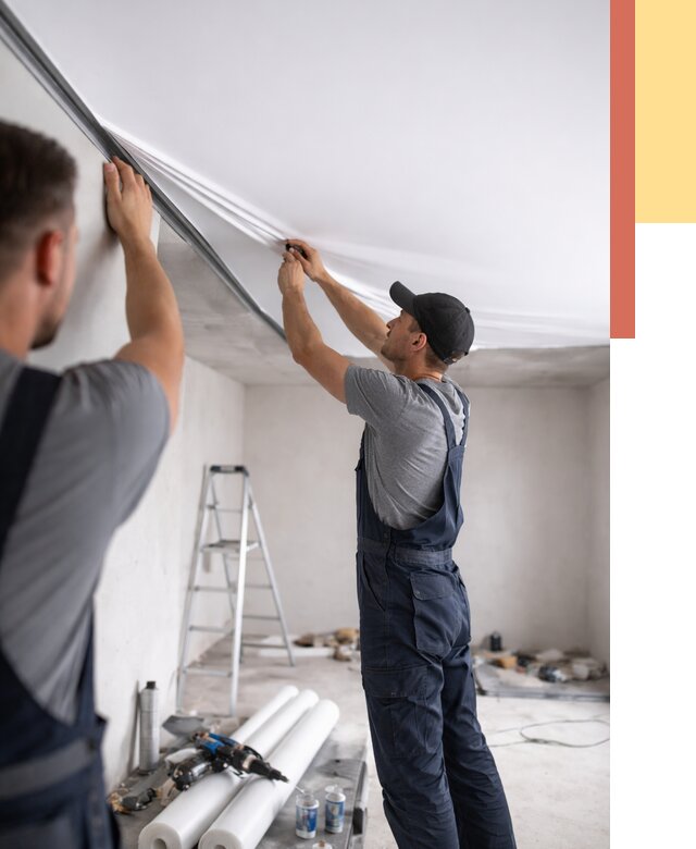 Монтаж матового натяжного потолка в щербинке от 4582 руб./м² — быстро и недорого | ОТДЕЛОЧНИК-Щрб