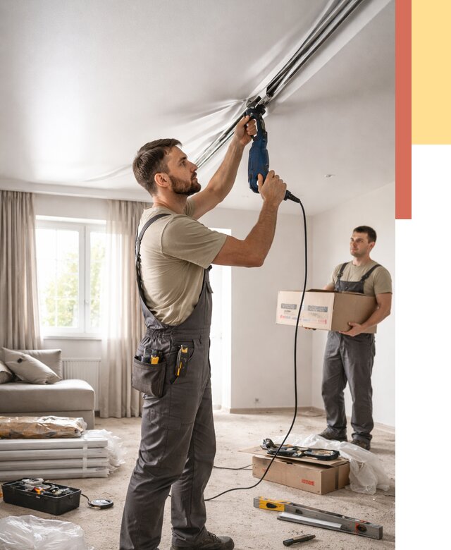 Монтаж сатинового натяжного потолка в щербинке от 3564 руб. | Быстро, недорого — ОТДЕЛОЧНИК-Щрб