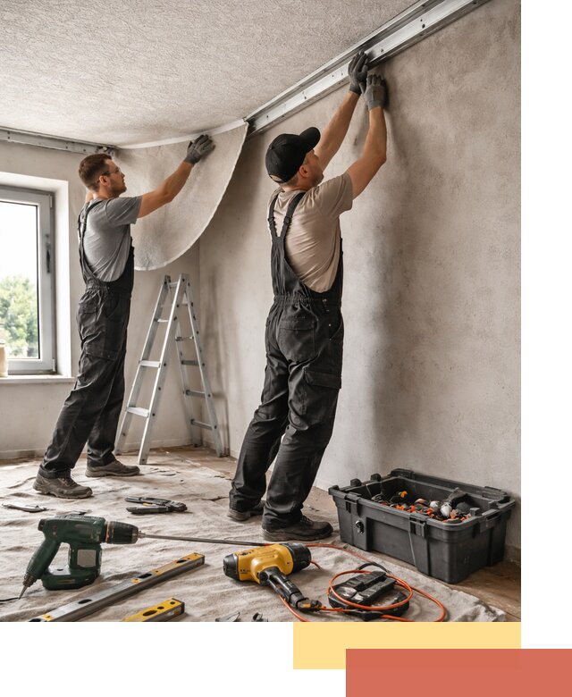 Монтаж фактурного натяжного потолка в щербинке качественно и быстро