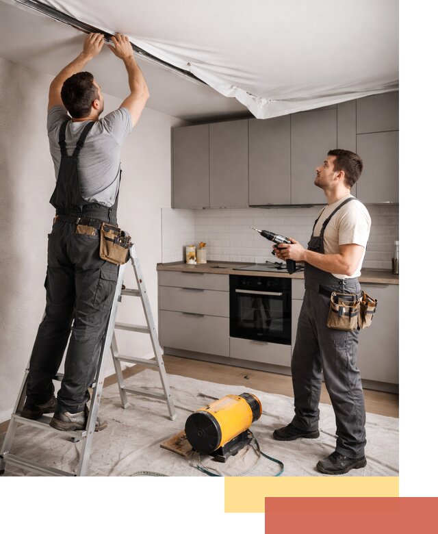 Монтаж натяжного потолка на кухне в щербинке