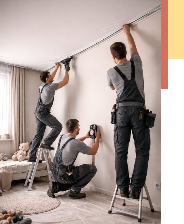 Монтаж натяжного потолка в детской в щербинке от 3564 руб. — быстро и недорого | ОТДЕЛОЧНИК-Щрб