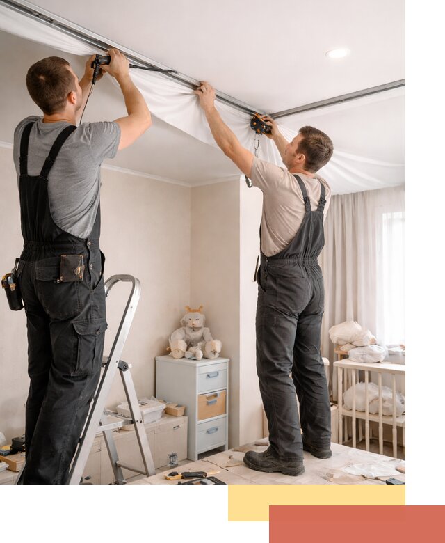 Монтаж натяжного потолка в детской комнате в щербинке