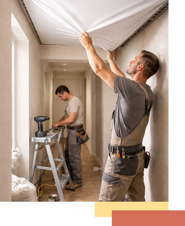 Монтаж натяжного потолка в прихожей в щербинке