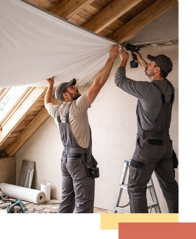 Монтаж натяжного потолка в мансарде в щербинке