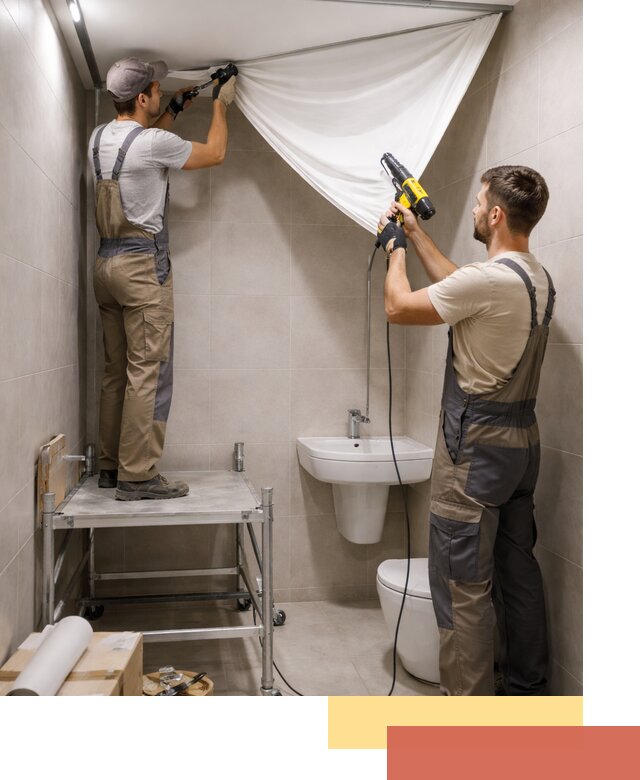 Монтаж натяжного потолка в санузле в щербинке