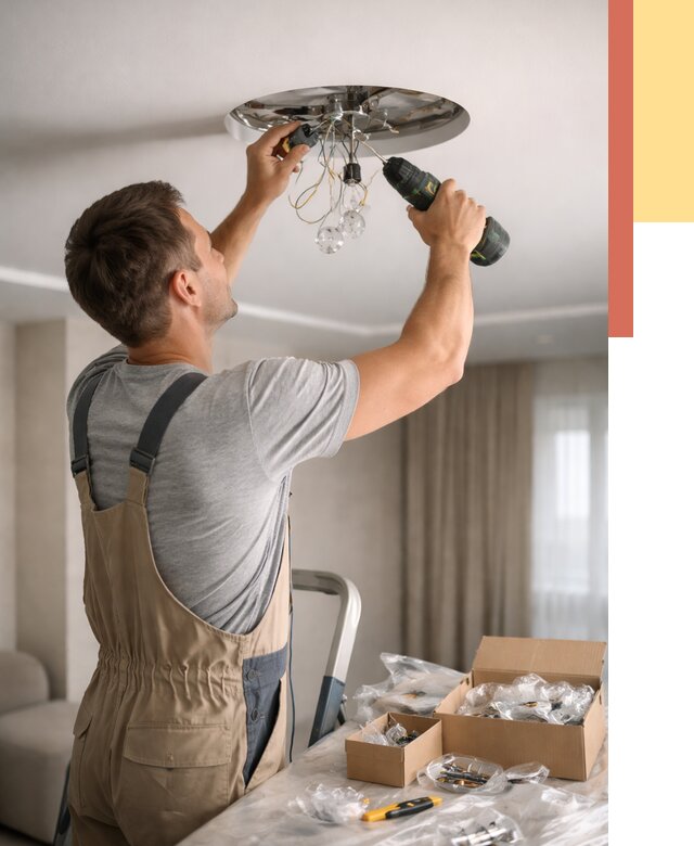 Установка люстры в натяжной потолок в щербинке от 1222 руб. | Быстро и недорого — ОТДЕЛОЧНИК-Щрб