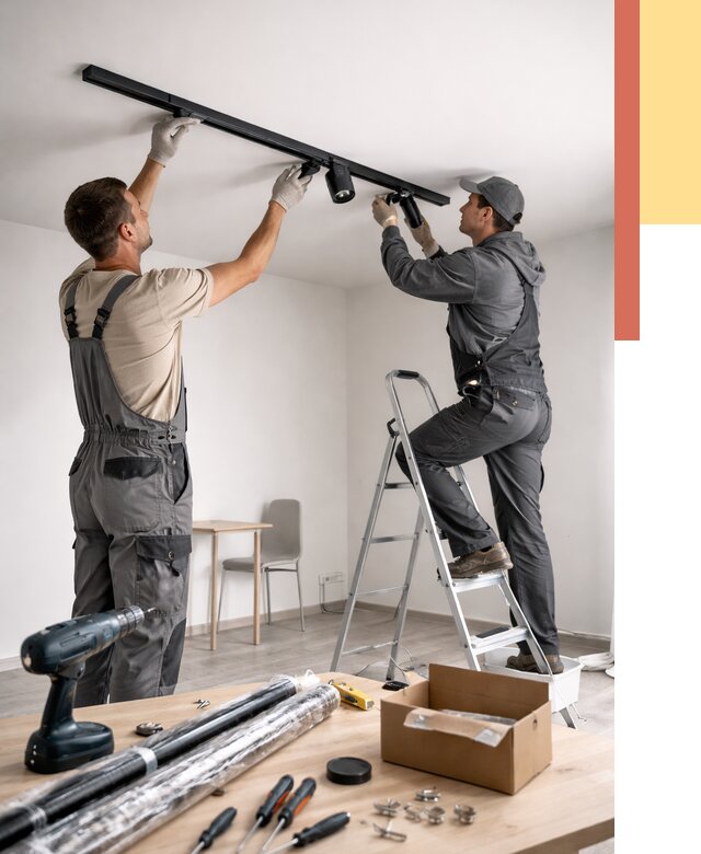 Установка трековых светильников в натяжной потолок в щербинке от 4276 руб. | ОТДЕЛОЧНИК-Щрб