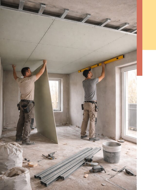 Одноуровневый потолок из гипсокартона в щербинке от 764 руб. — монтаж под ключ | ОТДЕЛОЧНИК-Щрб