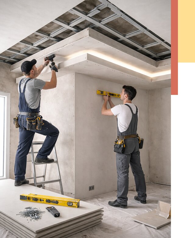 Двухуровневый потолок из гипсокартона в щербинке от 1476 руб. под ключ | ОТДЕЛОЧНИК-Щрб