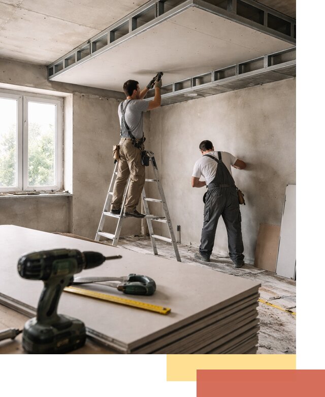 Двухуровневый потолок из гипсокартона в щербинке