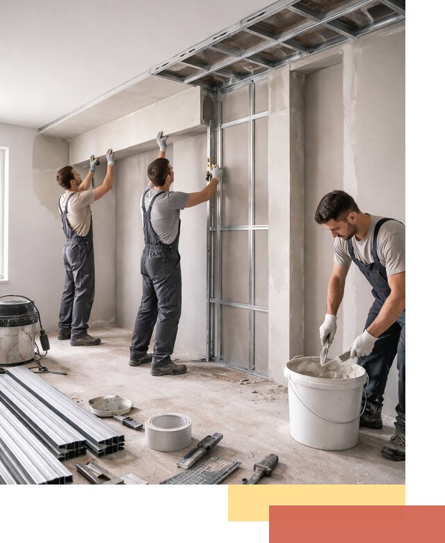 Монтаж потолка из гипсокартона с нишей в щербинке