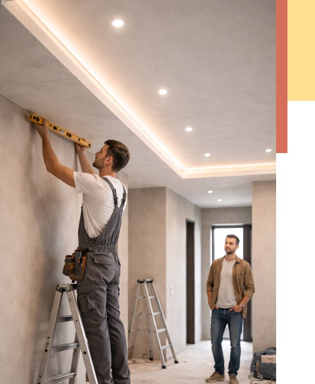 Потолок из гипсокартона с подсветкой в щербинке от 764 руб./м2 под ключ | ОТДЕЛОЧНИК-Щрб