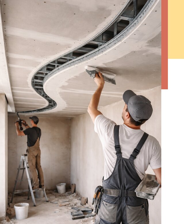 Криволинейный потолок из гипсокартона в щербинке от 2138 руб./м2 | ОТДЕЛОЧНИК-Щрб