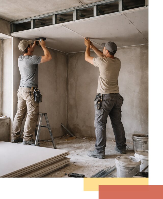 Короб из гипсокартона на потолке под ключ в щербинке