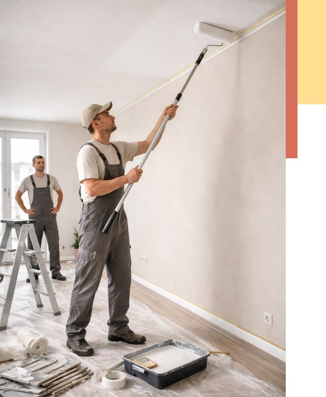 Покраска потолка из гипсокартона в щербинке от 4582 руб./м2 — услуги под ключ | ОТДЕЛОЧНИК-Щрб