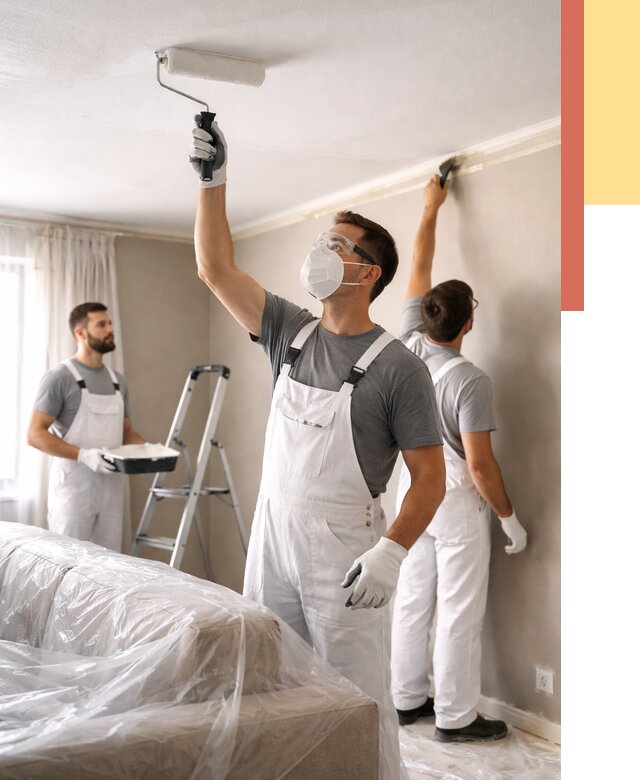 Покраска потолка водоэмельсионной краской в щербинке от 2240 руб/м² — услуги под ключ | ОТДЕЛОЧНИК-Щрб