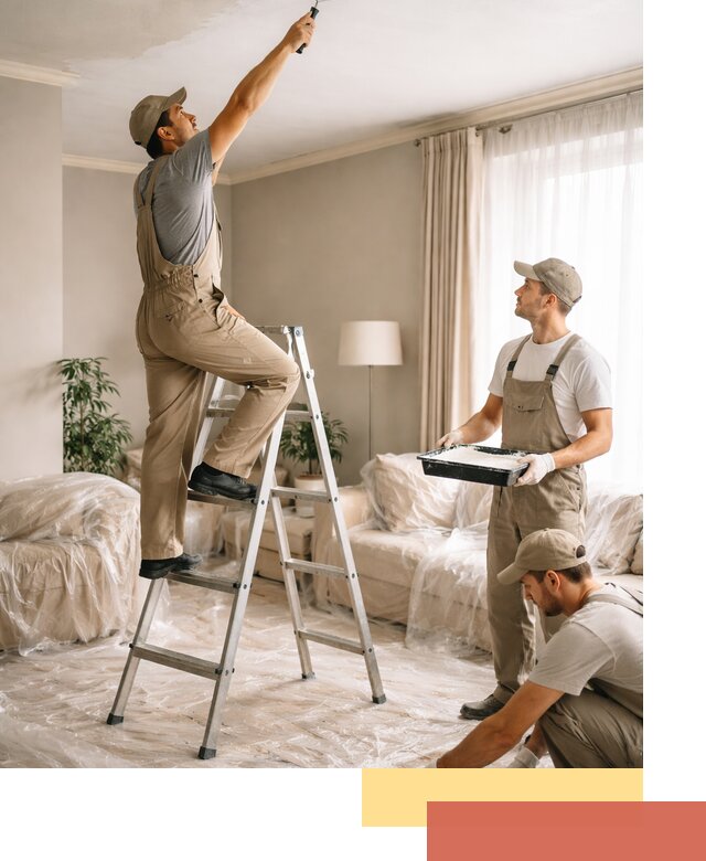 Покраска потолков акриловой краской в щербинке качественно и быстро