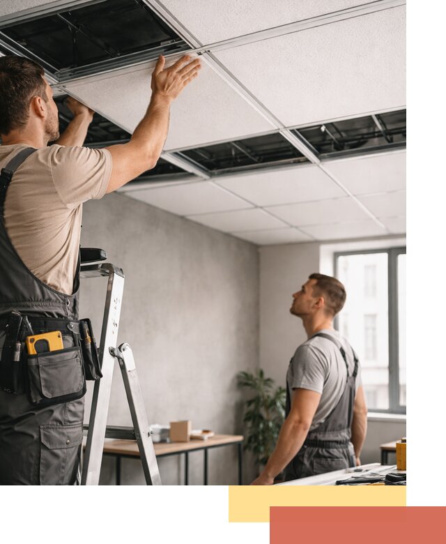 Монтаж потолочной плитки в щербинке качественно и в срок