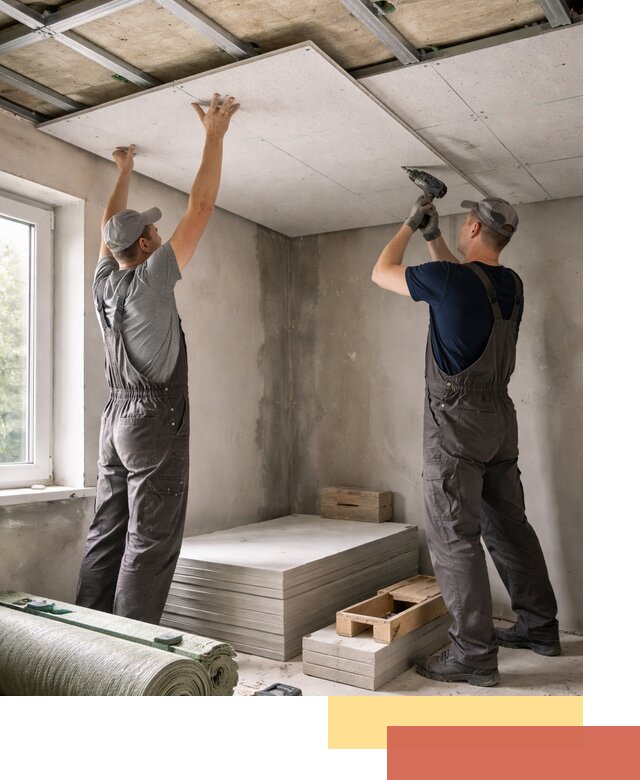 Шумоизоляция потолка панелями ЗИПС в щербинке